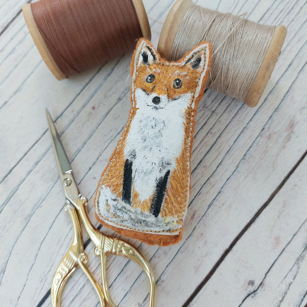 Tiny fabric fox ornament