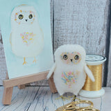 Cute Felt Owl Ornament - cream and pink mini owl - BoxRoomBazaar