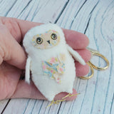 Cute Felt Owl Ornament - cream and pink mini owl - BoxRoomBazaar