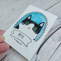 Mini cat portrait. Hand painted cat portrait ACEO