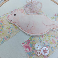 Pigs might fly. Flying Pig hoop art