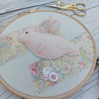 Pigs might fly. Flying Pig hoop art