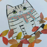 Autumn Tabby cat hoop art