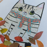 Autumn Tabby cat hoop art