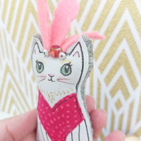 Copacabana cats.  Fun showgirl cat ornament