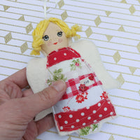 Handmade Angel Decoration. Whimsical Fabric Angels.