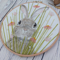 Painted rabbit hoop art.