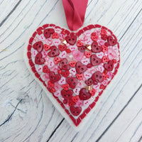 Button covered felt heart - BoxRoomBazaar