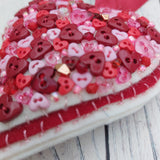 Button covered felt heart - BoxRoomBazaar