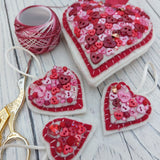 Button covered felt heart - BoxRoomBazaar