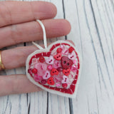 Button covered felt heart - BoxRoomBazaar