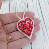 Button covered felt heart - BoxRoomBazaar