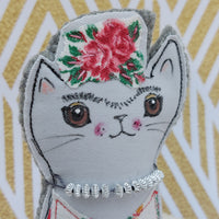 Frida Meowlo - fun, fabric cat ornament