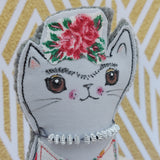 Frida Meowlo - fun, fabric cat ornament