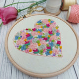 Embroidered Heart hoop. Pretty floral hoop art. - BoxRoomBazaar