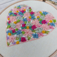 Embroidered Heart hoop. Pretty floral hoop art. - BoxRoomBazaar