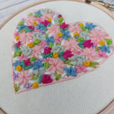 Embroidered Heart hoop. Pretty floral hoop art. - BoxRoomBazaar