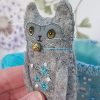 Grey Felt Kitty Ornament