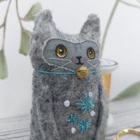 Grey Felt Kitty Ornament