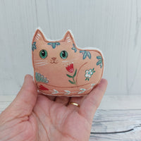 Folk art fabric cat ornament - BoxRoomBazaar