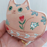 Folk art fabric cat ornament - BoxRoomBazaar