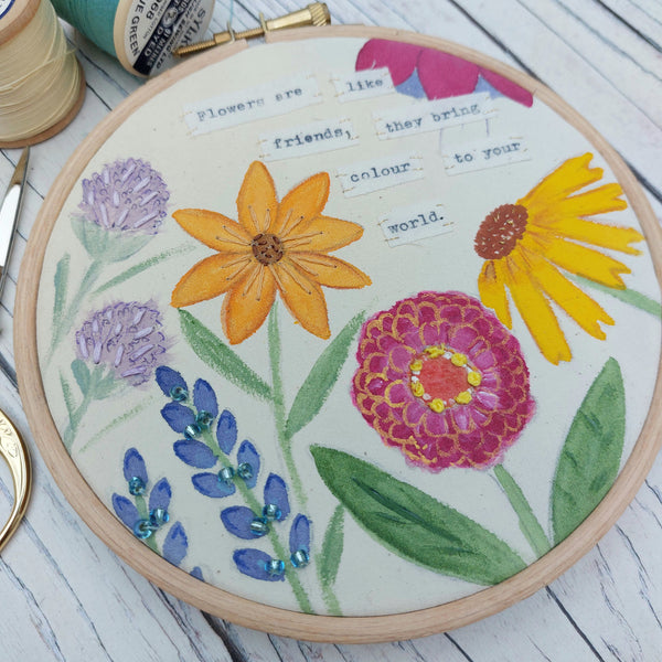 Painted Flowers hoop art