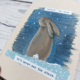 Star gazing hare - hare painting. Free UK postage.