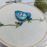 Blue clay bird hoop art - BoxRoomBazaar