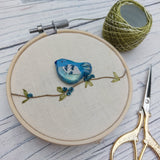 Blue clay bird hoop art - BoxRoomBazaar