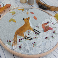 Autumn fox hoop art