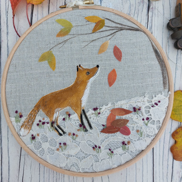 Autumn fox hoop art