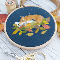 Sleeping fox hoop art.