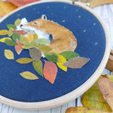 Sleeping fox hoop art.