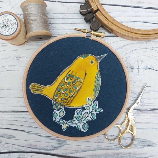 Colourful bird hoop art