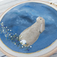 Star gazing rabbit - starry skies hoop art