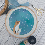 Snowy fox hoop art