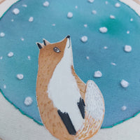 Snowy fox hoop art