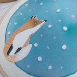 Snowy fox hoop art