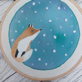 Snowy fox hoop art