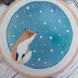 Snowy fox hoop art