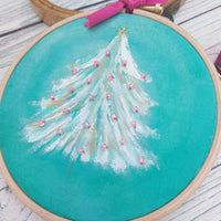 Christmas tree hoop art