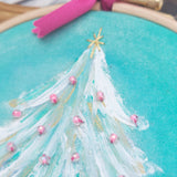 Christmas tree hoop art