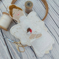 Angel with a robin. Handmade decoration.