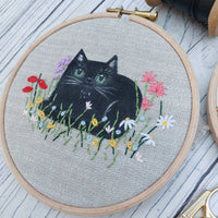 Black cat hoop art