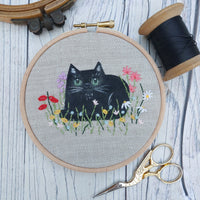 Black cat hoop art