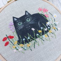 Black cat hoop art