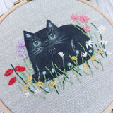 Black cat hoop art