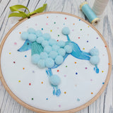 Blue poodle art - fun poodle hoop art