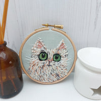 Woolly cats hoop art - fun, feline decor