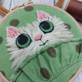 Wool cat art - textile cat wall decor